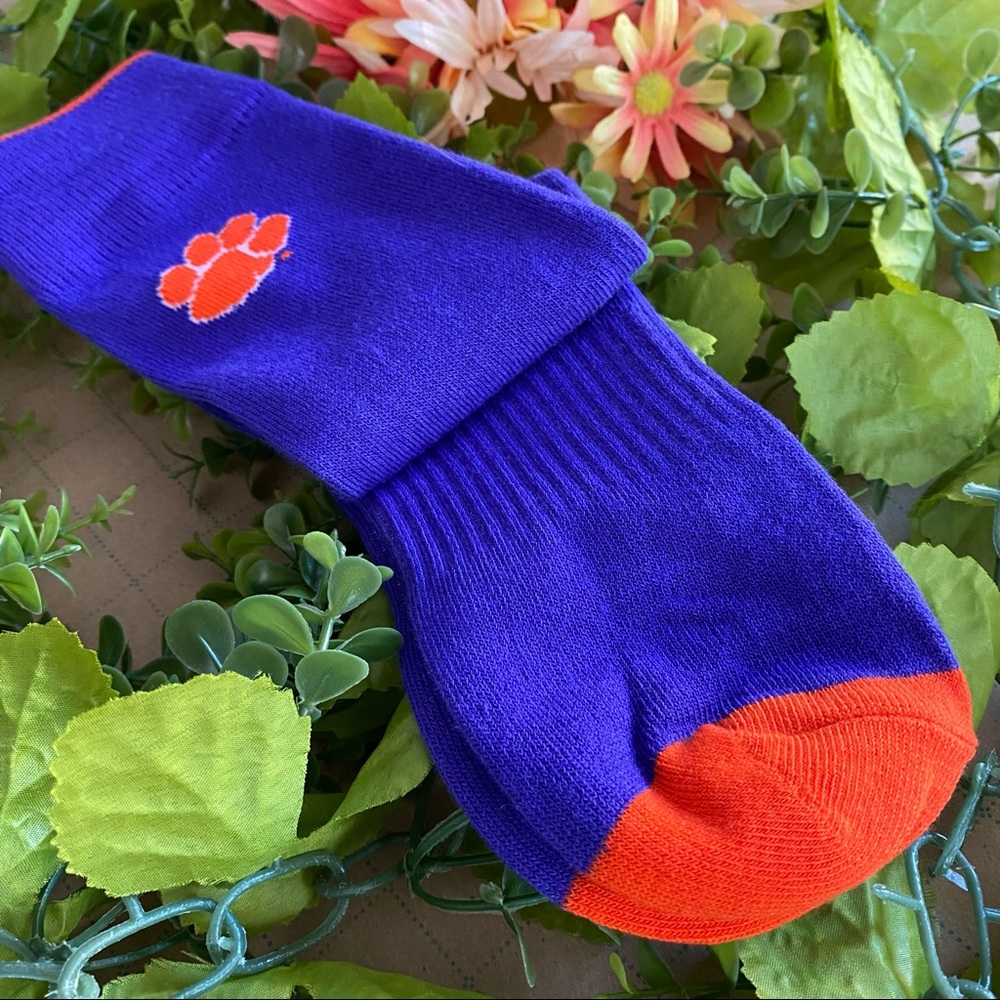 Men's Clemson College Blue Orange Socks Size 10-13 Shoes size 8-12